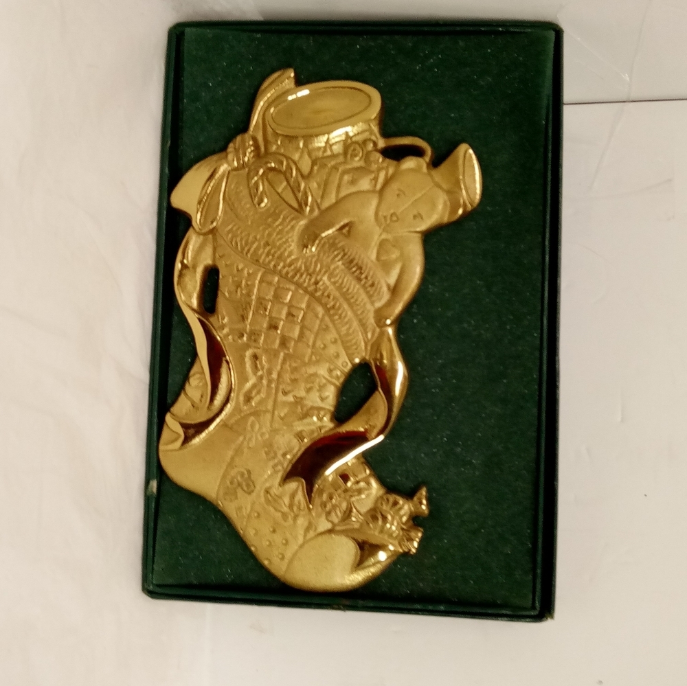 Vintage Solid Brass Virginia Metal Crafters Stuff Christmas Boot 8.5"x 5 Decor